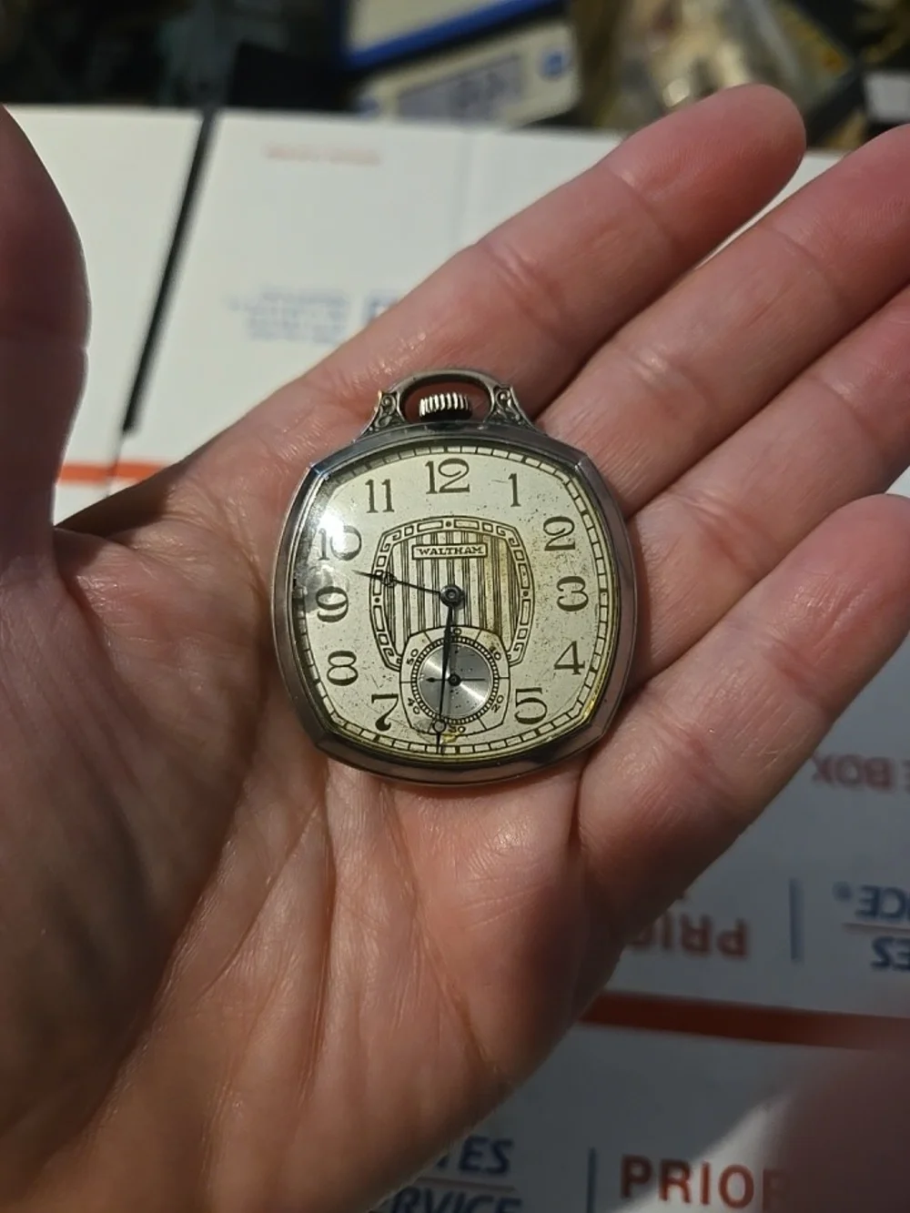 Waltham Men's Silver-Tone Vintage Pocket Watch - White Dial